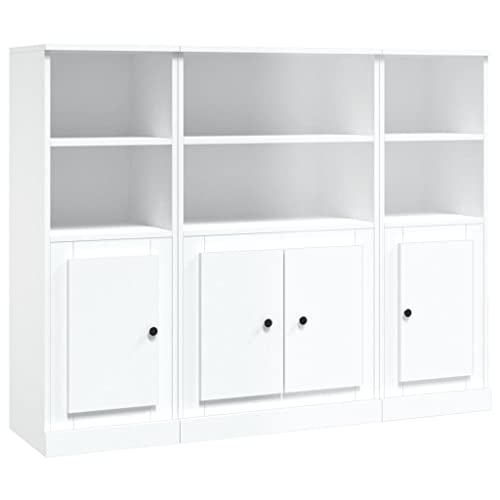 vidaXL Highboard 3 STK., Sideboard mit viel Stauraum, Mehrzweckschrank Buffetschrank, Kommode Schrank für Wohnzimmer, Modern, Weiß Holzwerkstoff vidaXL Highboard 3 STK., Sideboard mit viel Stauraum, Mehrzweckschrank Buffetschrank, Kommode Schrank für Wohnzimmer, Modern, Weiß Holzwerkstoff von vidaXL