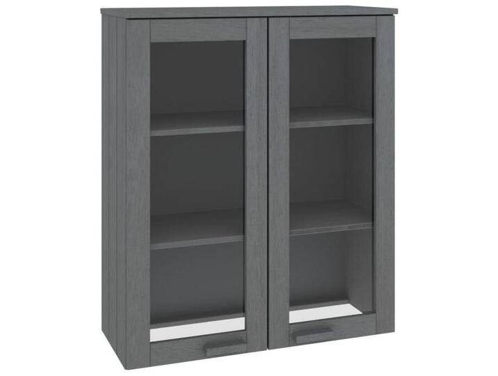 vidaXL Highboard Aufsatz für Highboard Dunkelgrau 85x35x100 cm Massivholz Kiefer Glas V, grau von vidaXL