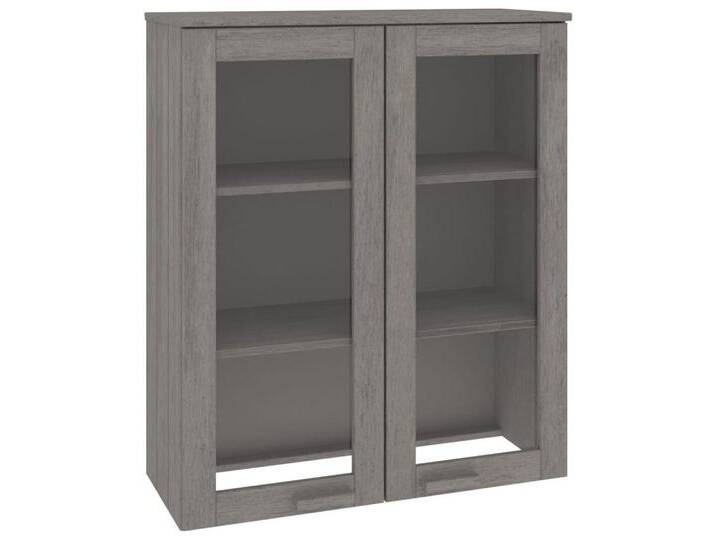 vidaXL Highboard Aufsatz für Highboard Hellgrau 85x35x100 cm Massivholz Kiefer Glas Vit, grau von vidaXL