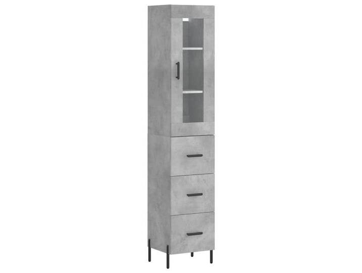 vidaXL Highboard Highboard Betongrau 34,5x34x180 cm Spanplatte Glas Vitrine, grau von vidaXL