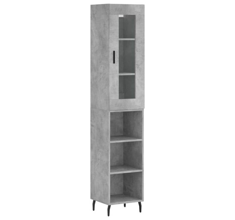 vidaXL Highboard Highboard Betongrau 34,5x34x180 cm Spanplatte Glas Vitrine von vidaXL