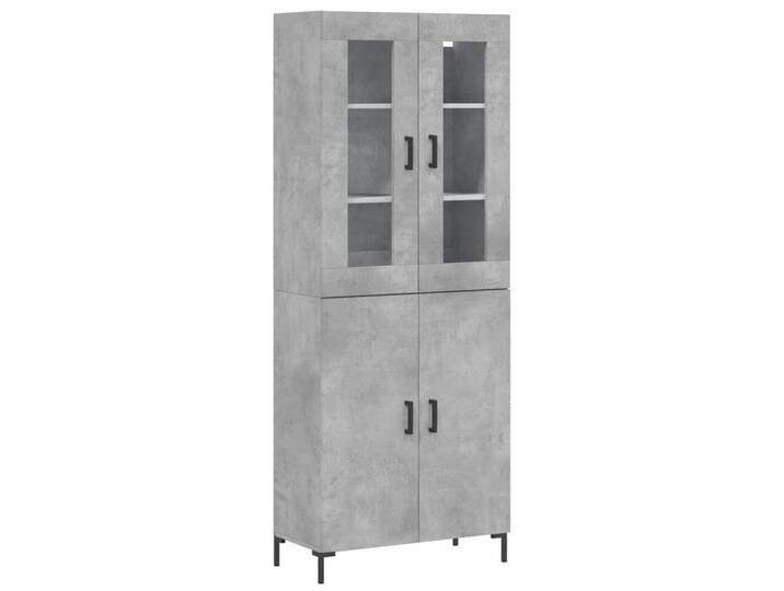 vidaXL Highboard Highboard Betongrau 69,5x34x180 cm Spanplatte Glas Vitrine, grau von vidaXL
