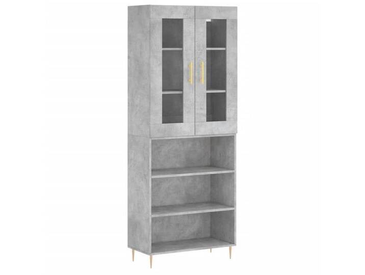 vidaXL Highboard Highboard Betongrau 69,5x34x180 cm Spanplatte Glas Vitrine, grau von vidaXL