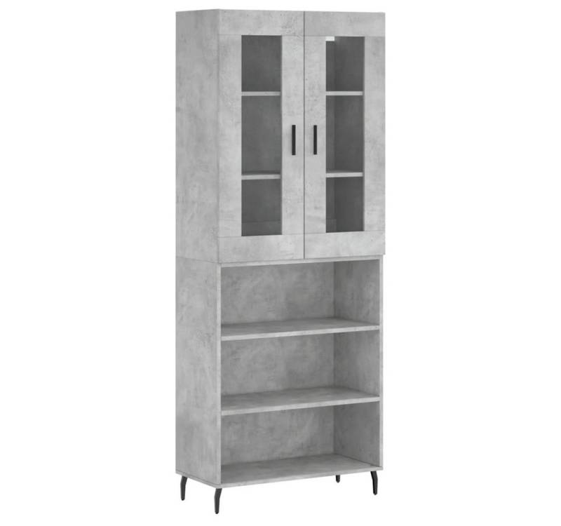 vidaXL Highboard Highboard Betongrau 69,5x34x180 cm Spanplatte Glas Vitrine von vidaXL