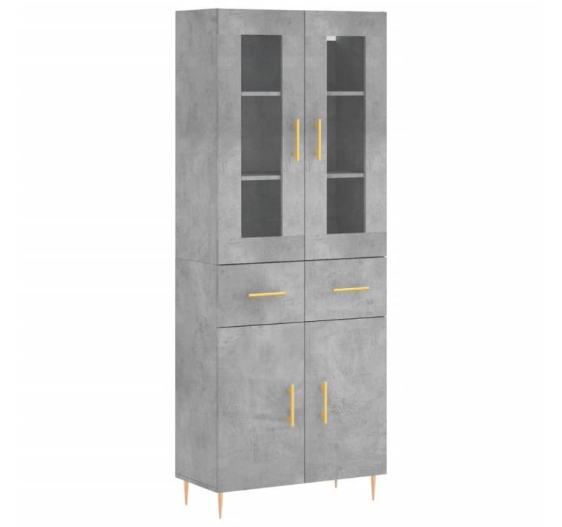 vidaXL Highboard Highboard Betongrau 69,5x34x180 cm Spanplatte Glas Vitrine von vidaXL