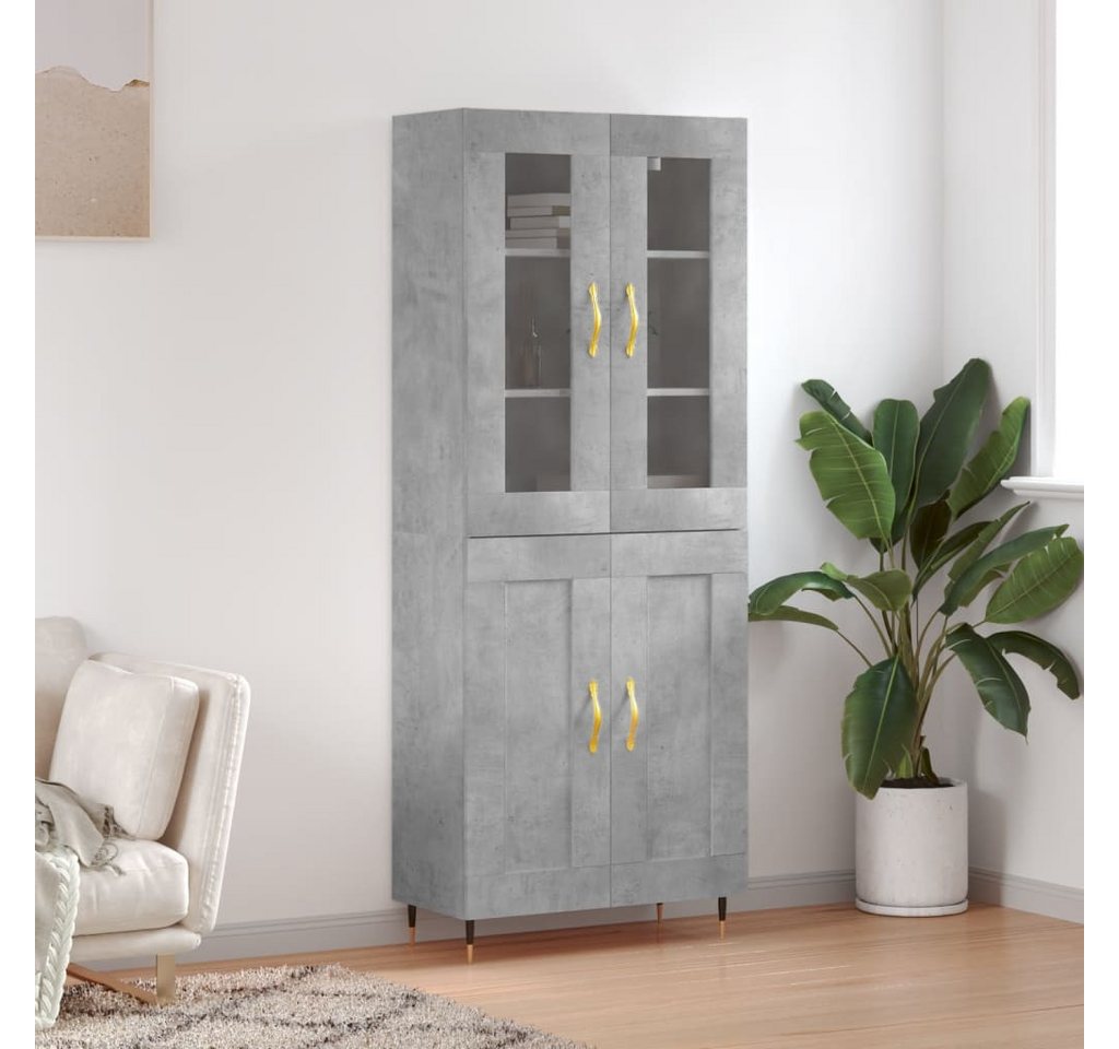vidaXL Highboard Highboard Betongrau 69,5x34x180 cm Spanplatte Glas Vitrine vidaXL Highboard Highboard Betongrau 69,5x34x180 cm Spanplatte Glas Vitrine von vidaXL