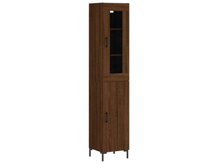 vidaXL Highboard Highboard Braun Eichen-Optik 34,5x34x180 cm Holzwerkstoff (1 St), braun, 1 Tür, Braune Eiche von vidaXL