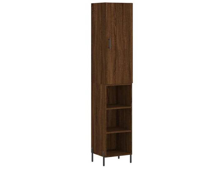 vidaXL Highboard Highboard Braun Eichen-Optik 34,5x34x180 cm Holzwerkstoff (1 St), braun, 3 Einlegeböden, Braune Eiche von vidaXL