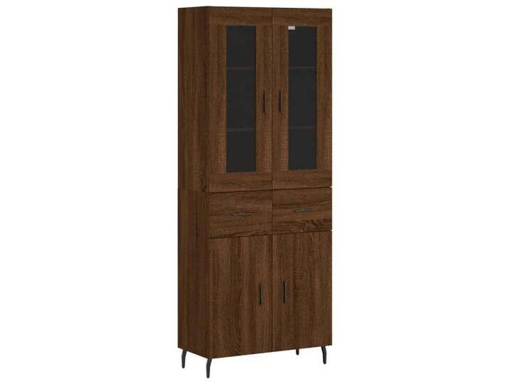 vidaXL Highboard Highboard Braun Eichen-Optik 69,5x34x180 cm Holzwerkstoff (1 St), braun, 2 Türen 2 Schubladen, Braune Eiche von vidaXL