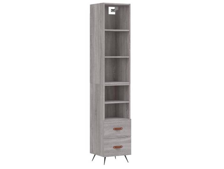 vidaXL Highboard Highboard Grau Sonoma 34,5x34x180 cm Holzwerkstoff (1 St), grau, 2 Schubladen 2 Einlegeböden, Grau Sonoma von vidaXL
