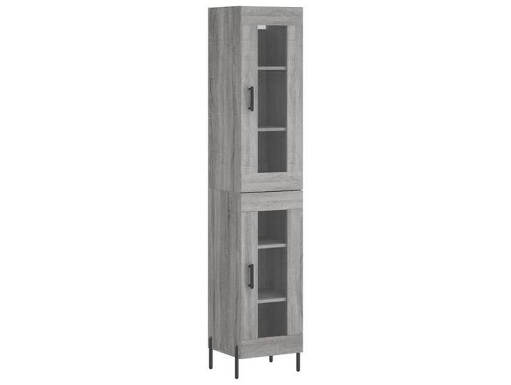 vidaXL Highboard Highboard Grau Sonoma 34,5x34x180 cm Spanplatte Glas Vitrine, grau von vidaXL