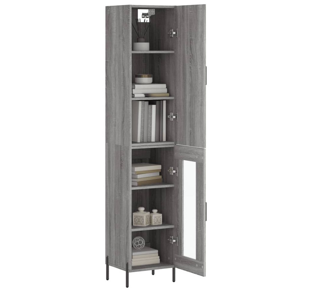vidaXL Highboard Highboard Grau Sonoma 34,5x34x180 cm Spanplatte Glas Vitrine vidaXL Highboard Highboard Grau Sonoma 34,5x34x180 cm Spanplatte Glas Vitrine von vidaXL