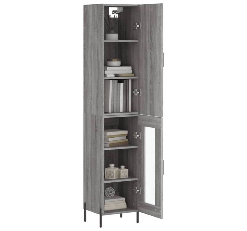 vidaXL Highboard Highboard Grau Sonoma 34,5x34x180 cm Spanplatte Glas Vitrine von vidaXL