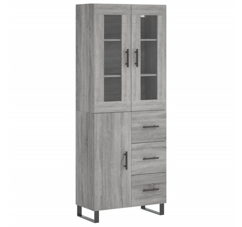 vidaXL Highboard Highboard Grau Sonoma 69,5x34x180 cm Spanplatte Glas Vitrine von vidaXL