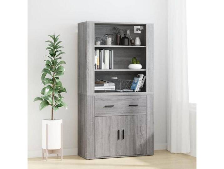 vidaXL Highboard Highboard Grau Sonoma Spanplatte, grau von vidaXL