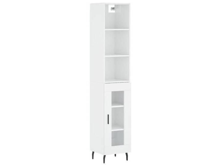 vidaXL Highboard Highboard Hochglanz-Weiß 34,5x34x180 cm Holzwerkstoff (1 St), 1 Glastür, Hochglanz-WeiÃ von vidaXL