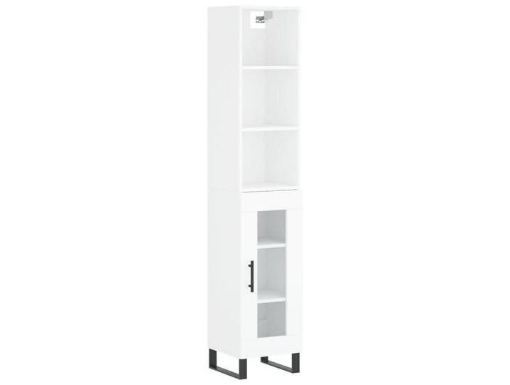 vidaXL Highboard Highboard Hochglanz-Weiß 34,5x34x180 cm Holzwerkstoff (1 St), 1 Glastür, Hochglanz-WeiÃ von vidaXL