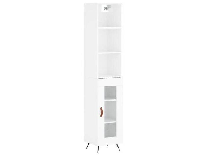 vidaXL Highboard Highboard Hochglanz-Weiß 34,5x34x180 cm Holzwerkstoff (1 St), 1 Glastür, Hochglanz-Weiß von vidaXL