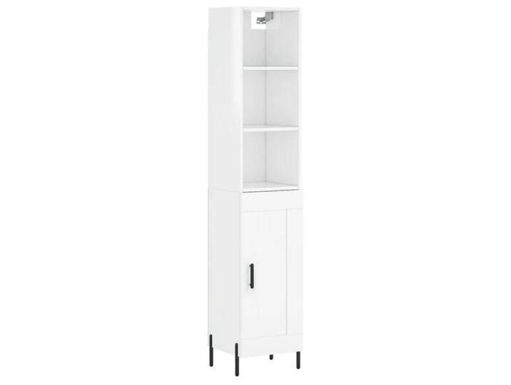 vidaXL Highboard Highboard Hochglanz-Weiß 34,5x34x180 cm Holzwerkstoff (1 St), 1 Holztür, Hochglanz-WeiÃ von vidaXL