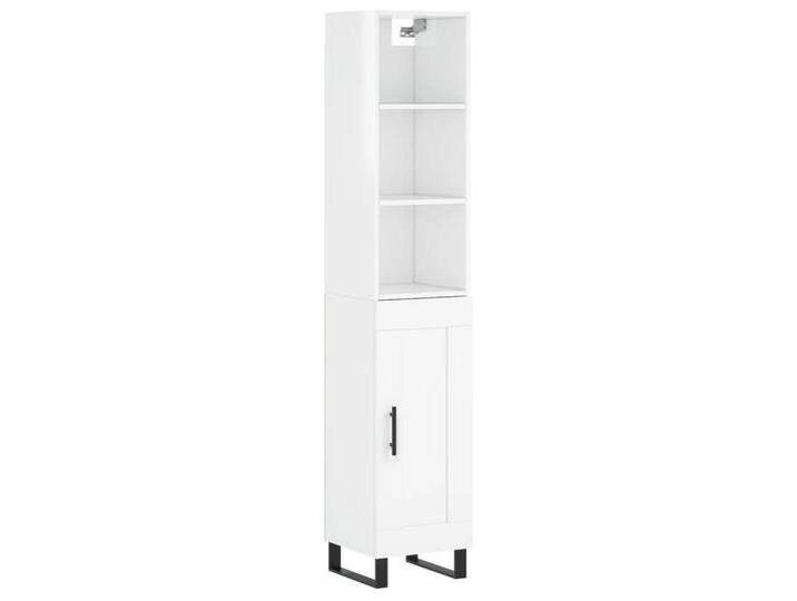 vidaXL Highboard Highboard Hochglanz-Weiß 34,5x34x180 cm Holzwerkstoff (1 St), 1 Holztür, Hochglanz-WeiÃ von vidaXL