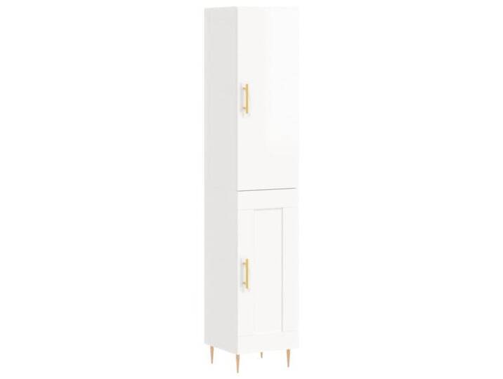 vidaXL Highboard Highboard Hochglanz-Weiß 34,5x34x180 cm Holzwerkstoff (1 St), 1 Holztür, Hochglanz-WeiÃ von vidaXL
