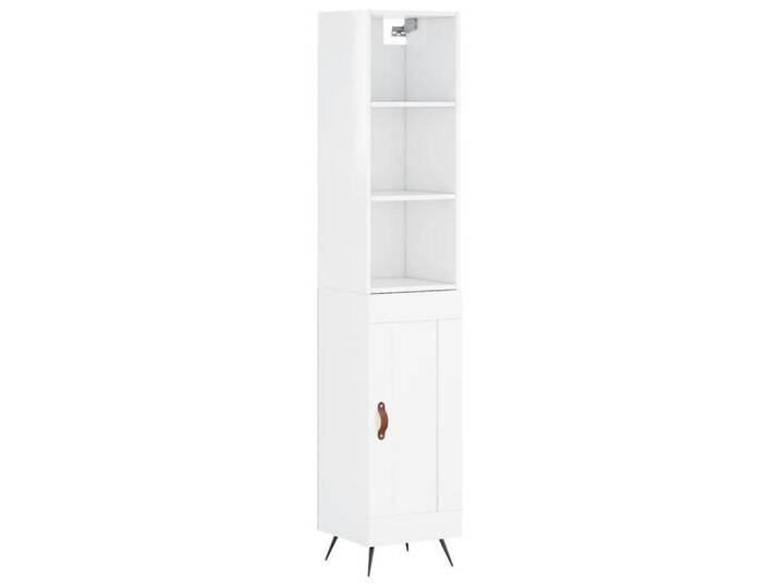 vidaXL Highboard Highboard Hochglanz-Weiß 34,5x34x180 cm Holzwerkstoff (1 St), 1 Holztür, Hochglanz-Weiß von vidaXL