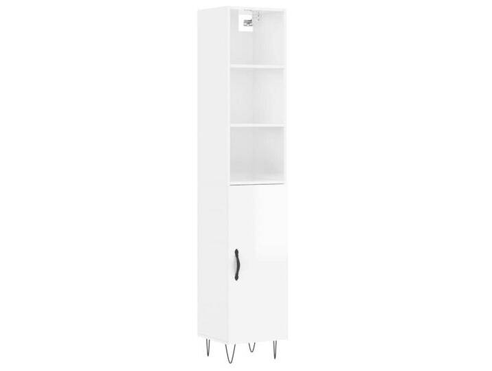vidaXL Highboard Highboard Hochglanz-Weiß 34,5x34x180 cm Holzwerkstoff (1 St), 1 Tür, Hochglanz-WeiÃ von vidaXL
