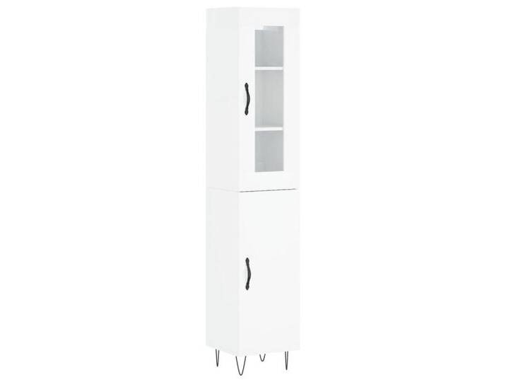 vidaXL Highboard Highboard Hochglanz-Weiß 34,5x34x180 cm Holzwerkstoff (1 St), 1 Tür, Hochglanz-Weiß von vidaXL
