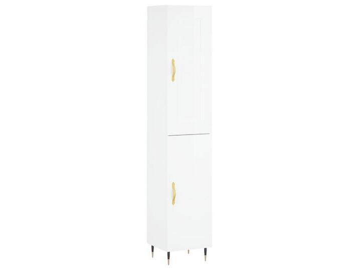 vidaXL Highboard Highboard Hochglanz-Weiß 34,5x34x180 cm Holzwerkstoff (1 St), 1 Tür, Hochglanz-Weiß von vidaXL