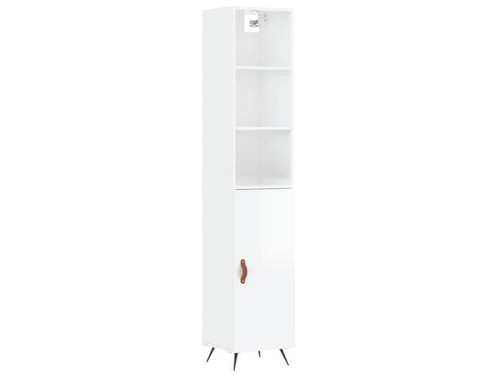 vidaXL Highboard Highboard Hochglanz-Weiß 34,5x34x180 cm Holzwerkstoff (1 St), 1 Tür, Hochglanz-Weiß von vidaXL