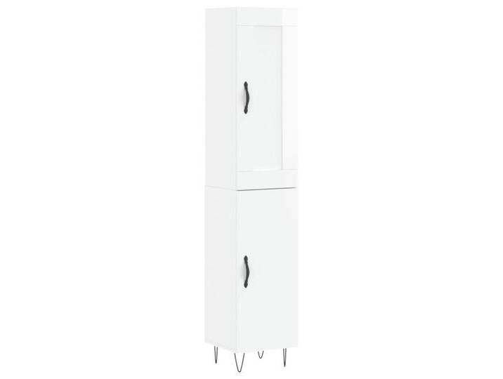 vidaXL Highboard Highboard Hochglanz-Weiß 34,5x34x180 cm Holzwerkstoff (1 St), 1 door, Hochglanz-WeiÃ von vidaXL