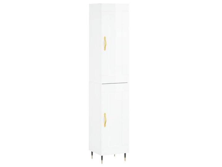 vidaXL Highboard Highboard Hochglanz-Weiß 34,5x34x180 cm Holzwerkstoff (1 St), 1 wood door, Hochglanz-WeiÃ von vidaXL