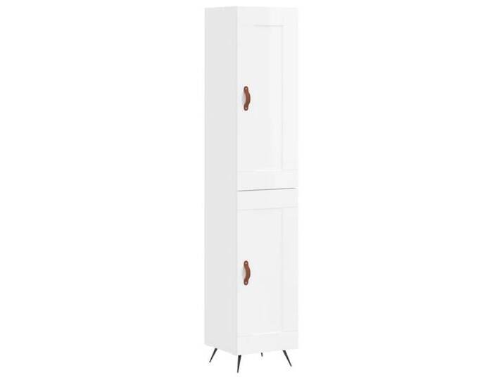 vidaXL Highboard Highboard Hochglanz-Weiß 34,5x34x180 cm Holzwerkstoff (1 St), 1 wood door, Hochglanz-WeiÃ von vidaXL