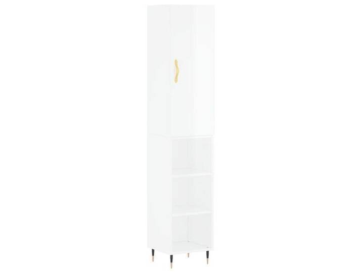 vidaXL Highboard Highboard Hochglanz-Weiß 34,5x34x180 cm Holzwerkstoff (1 St), 3 Einlegeböden, Hochglanz-WeiÃ von vidaXL