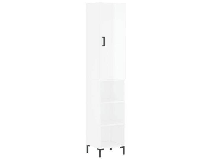 vidaXL Highboard Highboard Hochglanz-Weiß 34,5x34x180 cm Holzwerkstoff (1 St), 3 Einlegeböden, Hochglanz-Weiß von vidaXL