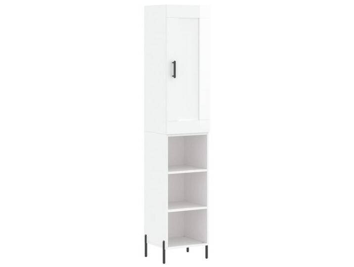 vidaXL Highboard Highboard Hochglanz-Weiß 34,5x34x180 cm Holzwerkstoff (1 St), 3 shelves, Hochglanz-WeiÃ von vidaXL
