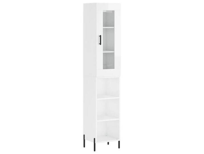 vidaXL Highboard Highboard Hochglanz-Weiß 34,5x34x180 cm Holzwerkstoff (1 St), 3 shelves, Hochglanz-WeiÃ von vidaXL