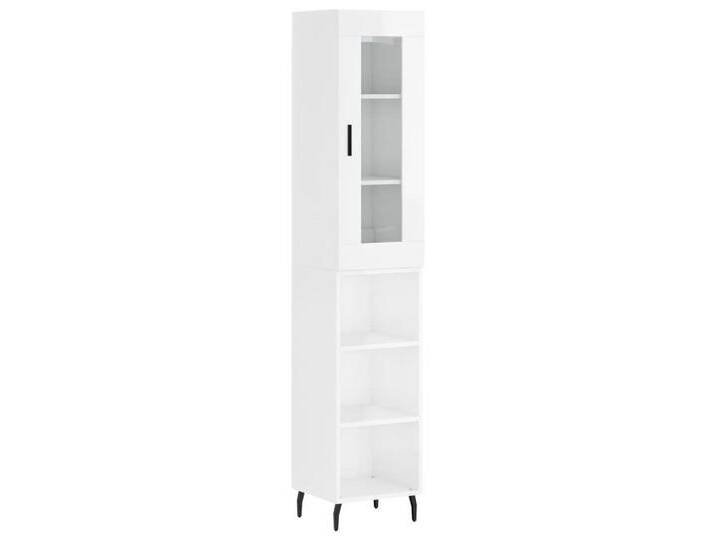 vidaXL Highboard Highboard Hochglanz-Weiß 34,5x34x180 cm Holzwerkstoff (1 St), 3 shelves, Hochglanz-WeiÃ von vidaXL