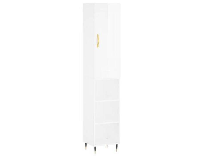vidaXL Highboard Highboard Hochglanz-Weiß 34,5x34x180 cm Holzwerkstoff (1 St), 3 shelves, Hochglanz-WeiÃ von vidaXL