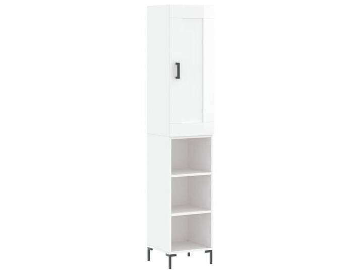 vidaXL Highboard Highboard Hochglanz-Weiß 34,5x34x180 cm Holzwerkstoff (1 St), 3 shelves, Hochglanz-WeiÃ von vidaXL