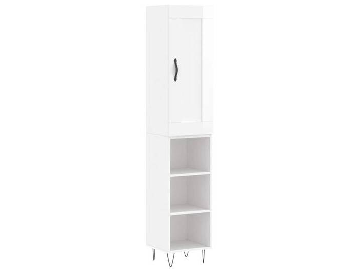 vidaXL Highboard Highboard Hochglanz-Weiß 34,5x34x180 cm Holzwerkstoff (1 St), 3 shelves, Hochglanz-WeiÃ von vidaXL