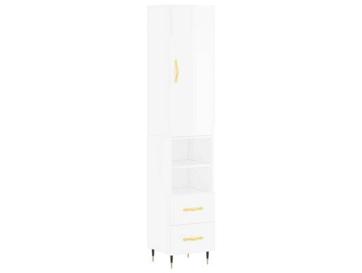 vidaXL Highboard Highboard Hochglanz-Weiß 34,5x34x180 cm Spanplatte, weiß von vidaXL