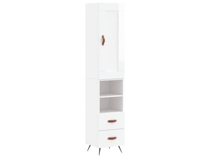 vidaXL Highboard Highboard Hochglanz-Weiß 34,5x34x180 cm Spanplatte, weiß von vidaXL