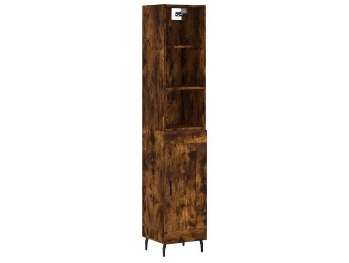 vidaXL Highboard Highboard Räuchereiche 34,5x34x180 cm Holzwerkstoff (1 St), 1 Holztür, Räuchereiche von vidaXL