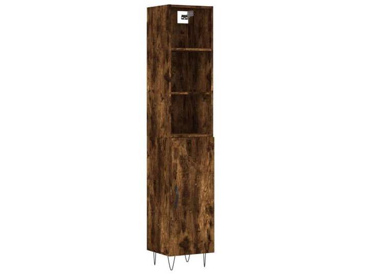 vidaXL Highboard Highboard Räuchereiche 34,5x34x180 cm Holzwerkstoff (1 St), 1 Tür, RÃ¤uchereiche von vidaXL