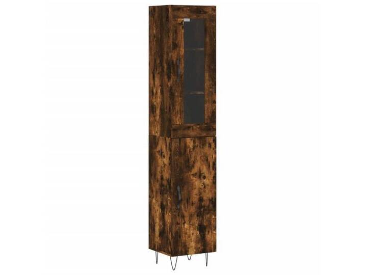vidaXL Highboard Highboard Räuchereiche 34,5x34x180 cm Holzwerkstoff (1 St), 1 Tür, Räuchereiche von vidaXL