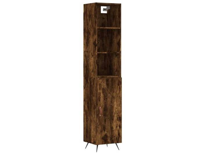 vidaXL Highboard Highboard Räuchereiche 34,5x34x180 cm Holzwerkstoff (1 St), 1 Tür, Räuchereiche von vidaXL