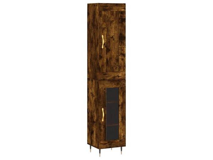 vidaXL Highboard Highboard Räuchereiche 34,5x34x180 cm Holzwerkstoff (1 St), 1 glass door, RÃ¤uchereiche von vidaXL