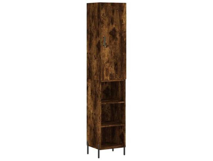 vidaXL Highboard Highboard Räuchereiche 34,5x34x180 cm Holzwerkstoff (1 St), 3 Einlegeböden, RÃ¤uchereiche von vidaXL