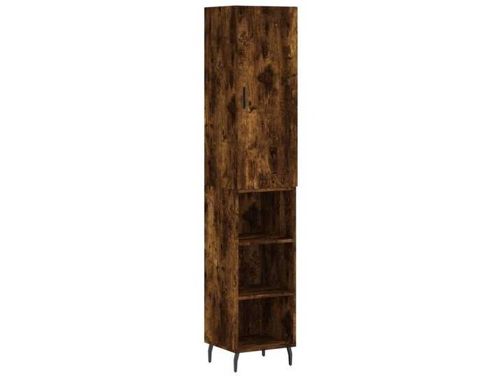 vidaXL Highboard Highboard Räuchereiche 34,5x34x180 cm Holzwerkstoff (1 St), 3 Einlegeböden, Räuchereiche von vidaXL